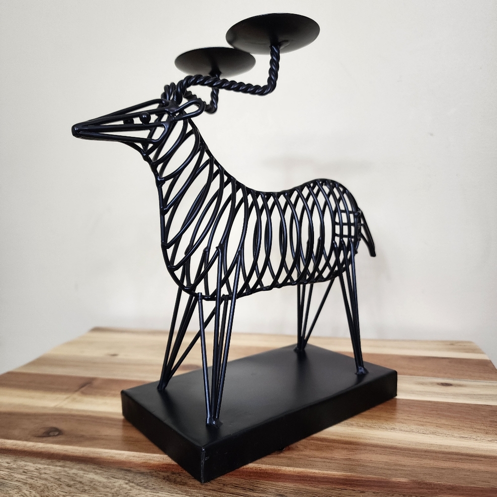 Minimalist Antelope Wire Sculpture Candle Holder MCM